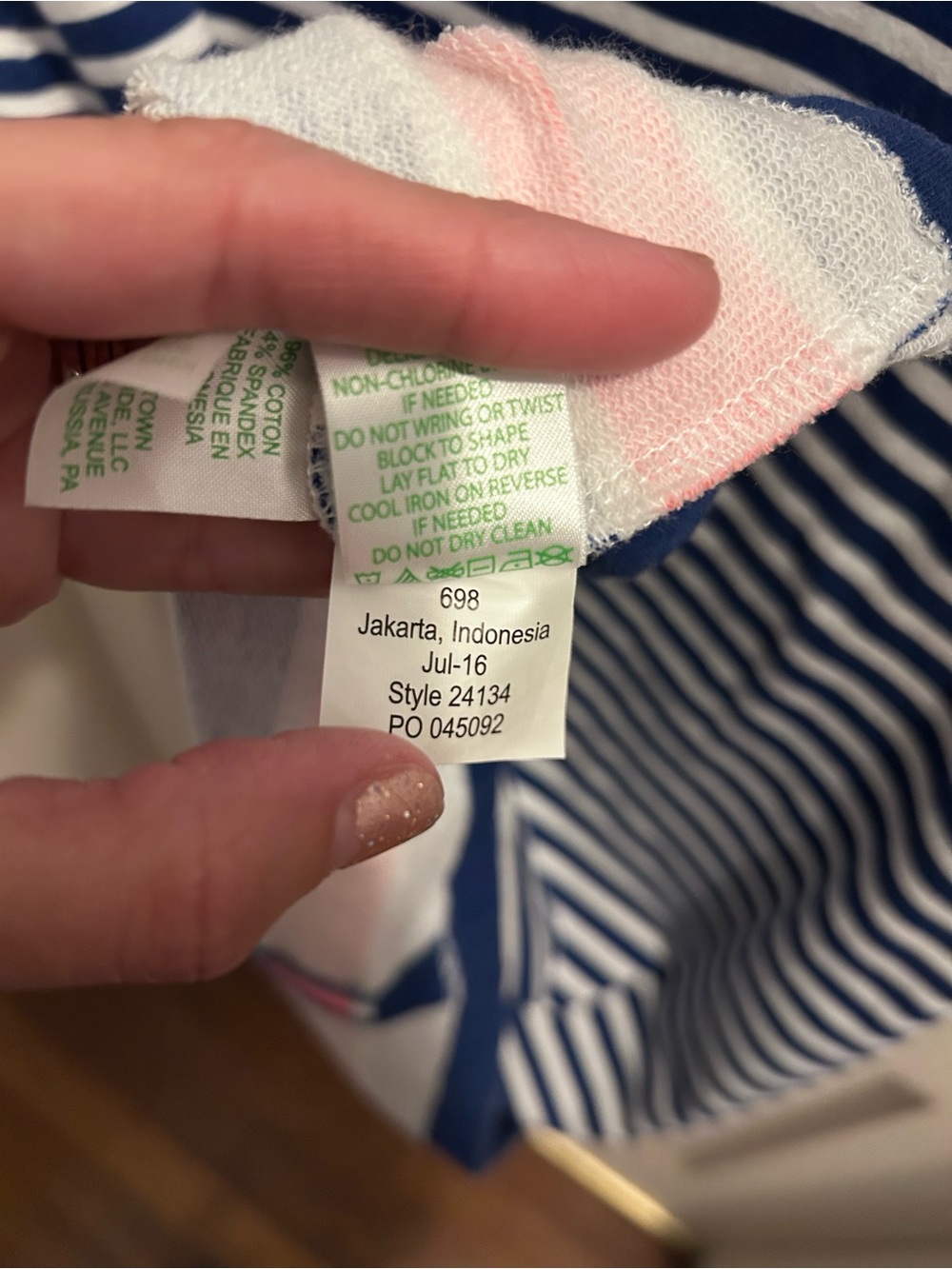 Lilly Pulitzer Irina French Terry Navy & White Striped Shift Dress Pink Trim - Picture 9 of 9